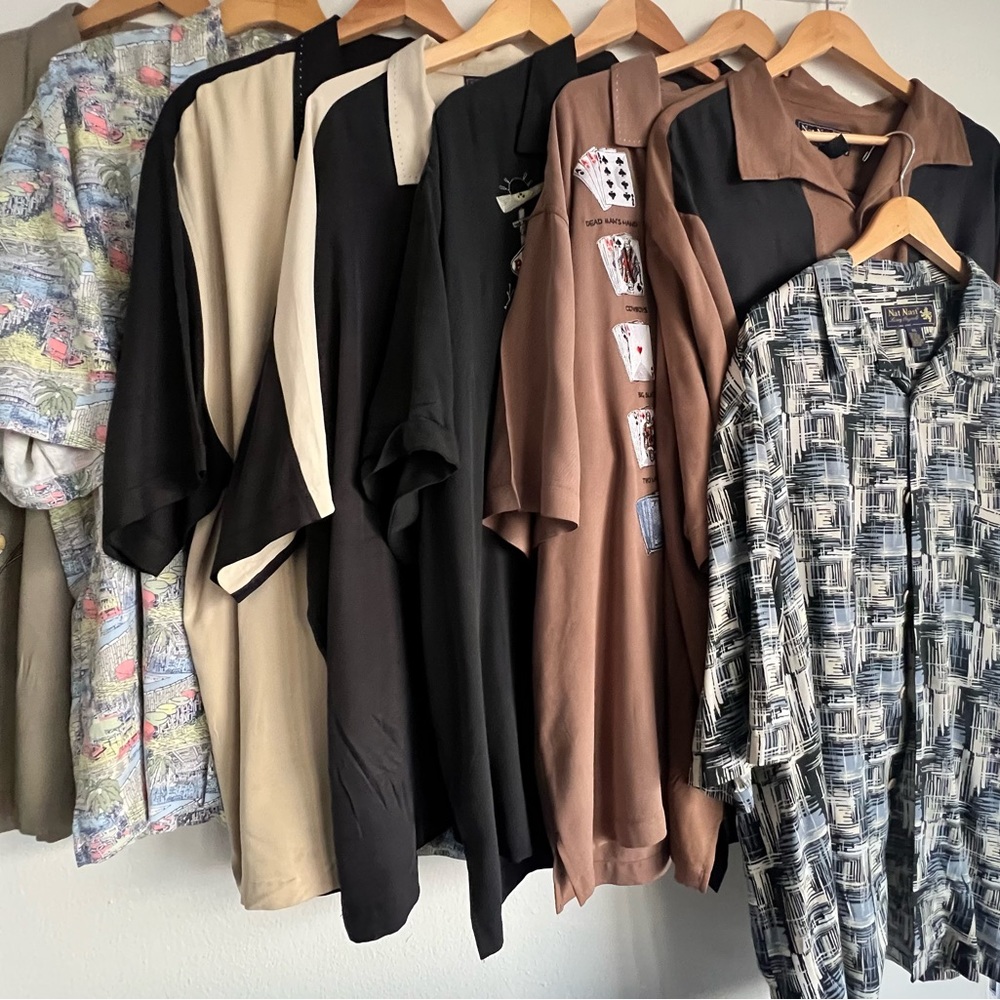 Lot of 8 Silk & silk/linen Nat Nast shirts 5 limited edition 2XL 3 Soprano style